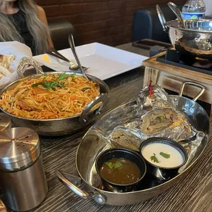 Beef rolls and briyani