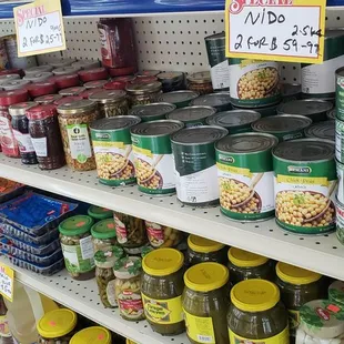 canned food on shelves