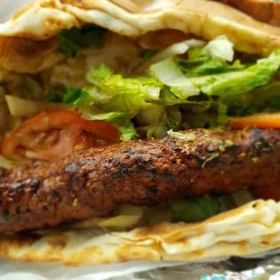 The Seekh kabob roll opened up for a look, looked like almost a foot long and very filling/good.
