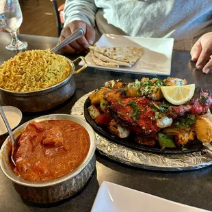 Khaas Biryani, Butter Chicken, and Mixed Tandoori