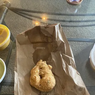 Odd shaped Medhu vada, supposed to look like a donut but this is a Joke!!!  ( deep fried rice, &amp; lentil batter )