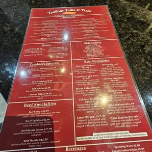 menu