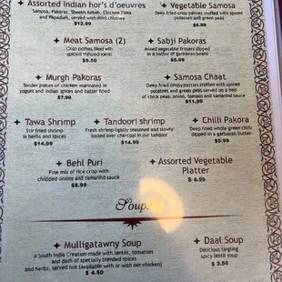 Menu Appetizers and Soup