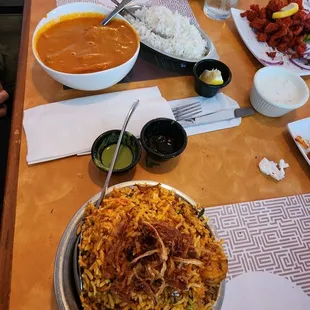 Butter chicken and biryani mix (beef, chicken and shrimp)