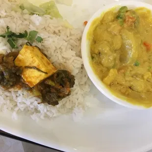 Goa veggies, an off menu order. Frozen mixed veggies, meh, but love the coconut flavor and the fresh mushrooms!