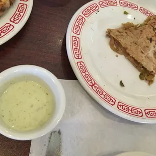 Stuffed naan. And a yogurt chutney.