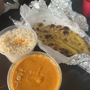Chicken tikka masala and garlic naan