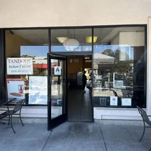 the front entrance of a business