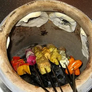 Tandoori Veggies, Paneer Tikka and Naan.