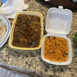 Lunch XL Special lamb/goat/ chicken roti with rice