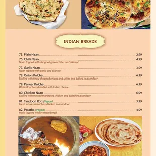 Menu as of January 2025 (p. 5)