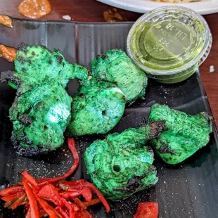 Chicken Hariyali with lots of food color