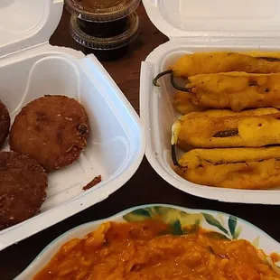 Aloo Tiki (left) and HOT Chilly Pakors to the right