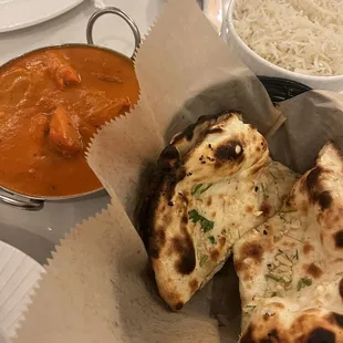 Butter Chicken and garlic Naan