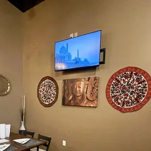 Decor and tv screen on wall