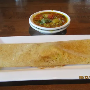Masala dosa with sambhar on Saturday buffet.