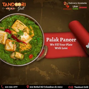 Spinach Paneer (Palak Paneer)