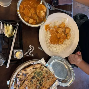 Chicken Korma and garlic naan