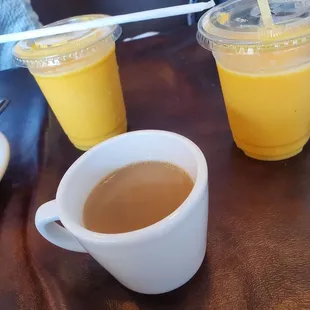 Chai tea and mango fruit smoothies