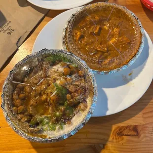 Samosa Chaat and Paneer Tikka Masala