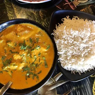 Vegetable curry with rice