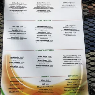 Menu as of 8/6/21