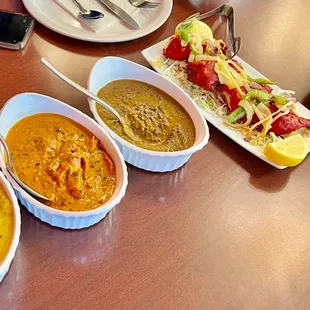 Mushroom, butter chicken, lentils