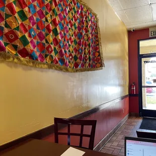 a table with a laptop on it