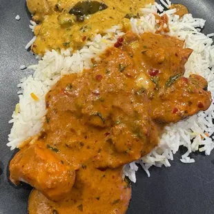 Chicken Goa and Chicken Tikka Mughlai (take out)