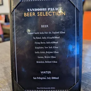 beer selection sign