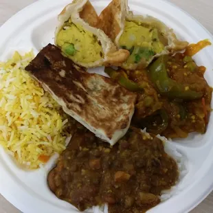 Catered Lunch: Samosas, Baingan Bharta, Dal Makhni, and Vegetable Biryani...