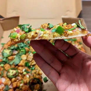 Thin crust. Less bready and heavy than regular. Better in my opinion