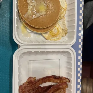 Breakfast platter w pancakes - look at all that bacon!