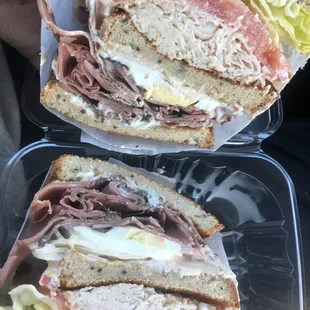 two halves of a sandwich