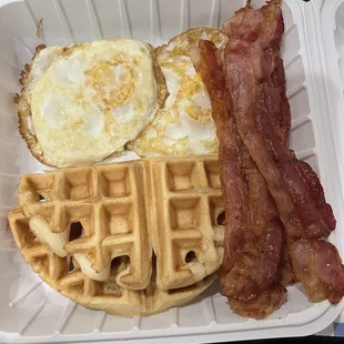 Breakfast platter with waffle