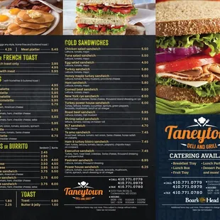 menu for taneytown deli