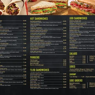 the menu of the restaurant