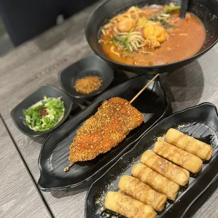 Malatang Hot Pot with Chicken Skewer and Rice cake Dessert