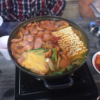Spicy Sausages and Kimchi Hot Pot