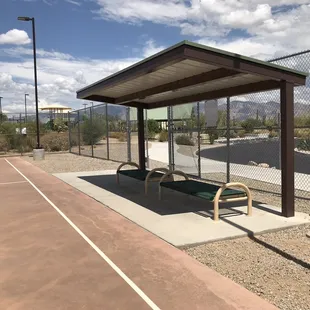 Looking at the seating area from inside the basketball court