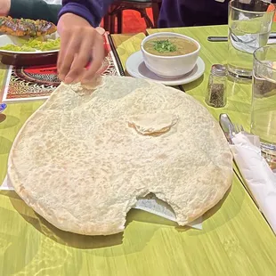 Huge Pita bread served with the Happy hour food items we ordered