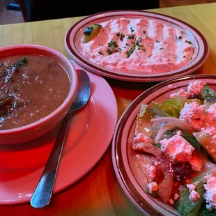 Lentil Soup, Tatziki, Greek Salad