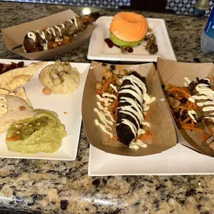 Grilled Lamb Kefta Kebab. Grilled Chermoula Chicken Kebab. Orange Blossom-Saffron Cake. Mediterranean flat bread with dips