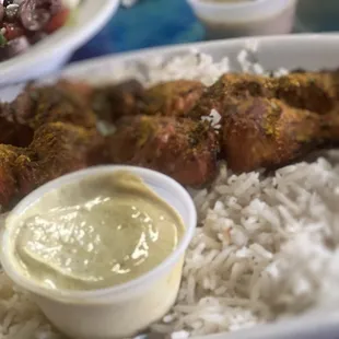 Cury Chicken Kebabs Plate