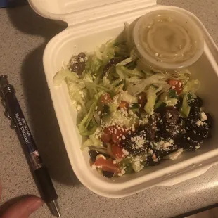 I ordered delivery. $8.50 for a small side salad when I ordered a large dinner salad.