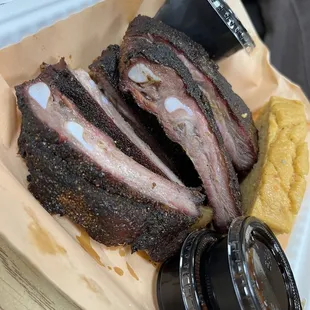 Pork Ribs and homemade cornbread.