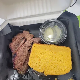 1/2 brisket and my FAVORITE corn bread!