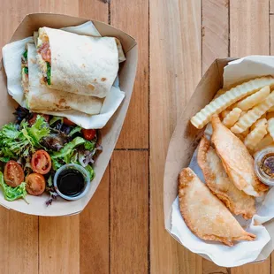 Wraps. Breakfast options!

Empanadas. Lunch options!