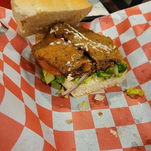 Milanesa sandwich, just the last half. Very good sandwich rolls.