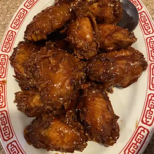 a plate of chinese food on a table